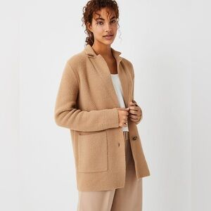 Ann Taylor Cotton Blend Brown Sweater Blazer 2XL